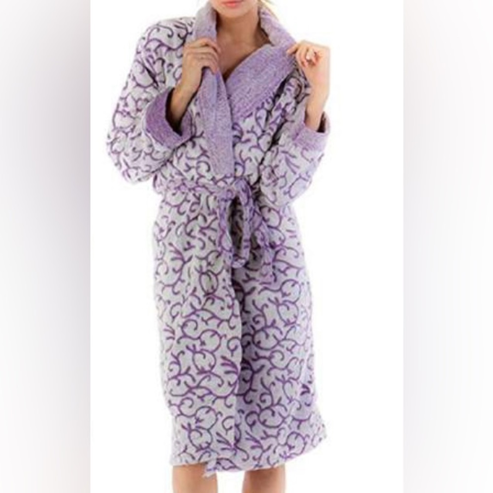 Amanda Paige Sleepwear Robe Purple White Size M